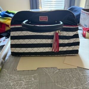 Betsey Johnson Black and White Quilted Tote with Red Accents